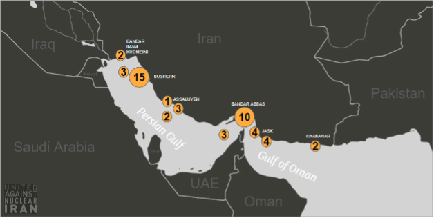Positions of tankers laden with Iranian oil on August 3 (Credit: UANI)